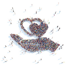 Hand symbol with hearts.