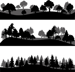 set of different landscape with trees