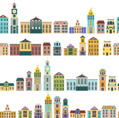 Fototapeta premium seamless pattern with cartoon buildings