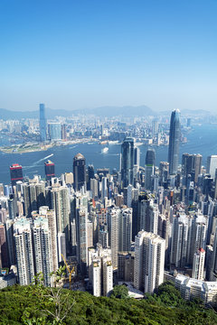 Hong Kong skyline view from the Victoria Peak.