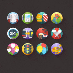 Textured Flat Icons for mobile and web applications Set 5