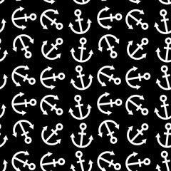 Seamless background sea anchors black white background