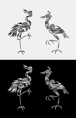 Heron set ornament, art vector