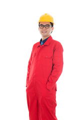 asian male engineer with safey suit