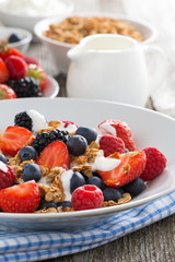 breakfast with fresh berries, yogurt and homemade granola