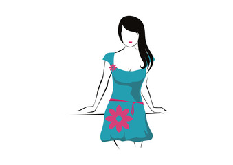 Sketch woman fashion models vector