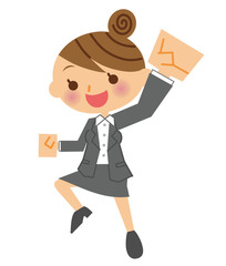 ビジネスウーマン　ガッツポーズ