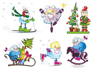 Set of christmas cute sheep