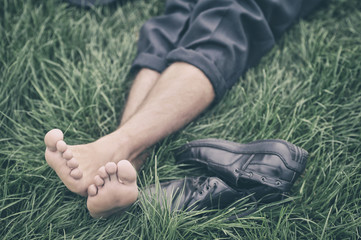 Man lying on the grass