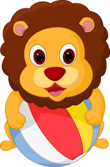 Lion playing a ball