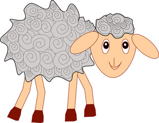 Grey fluffy  fun curly sheep
