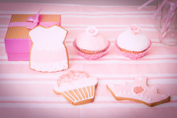 dessert table and presents at girls party