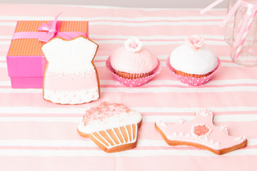 dessert table and presents at girls party