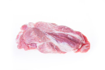 raw pork isolated on white background