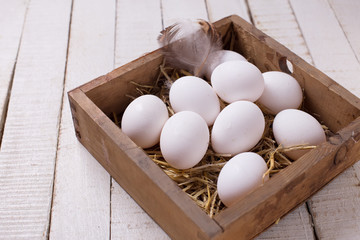 Fresh white eggs