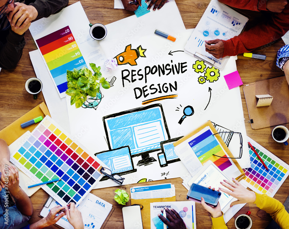 Wall mural responsive design internet web graphic design team concept