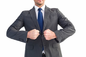 Businessman holding his hands out