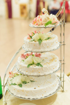 Wedding Cake with Two Swans