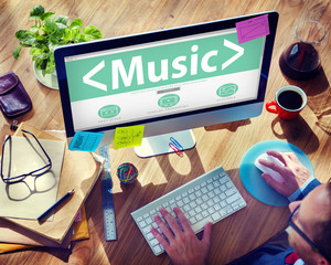 Digital Online Music Arts Office Working Concept