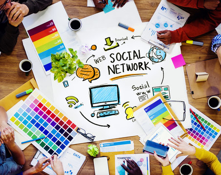 Social Network Social Media Designer Office Working Concept