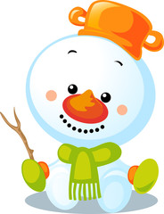 christmas character - cute vector snowman