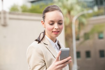 Young businesswoman sending a text