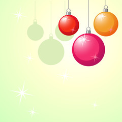 christmas background with xmas balls and stars