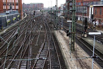 System of railroad tracks near Hamburg Central railway station