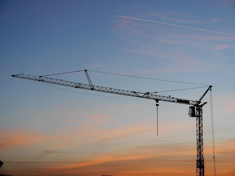 crane sunset silhouette