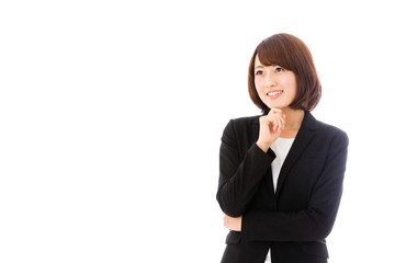 asian businesswoman on white background