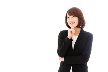 asian businesswoman on white background