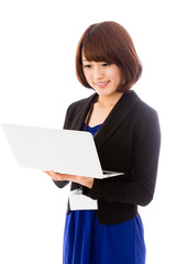 asian businesswoman on white background