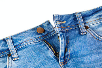 Blue denim jeans close up