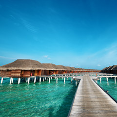 Beautiful beach with water bungalows