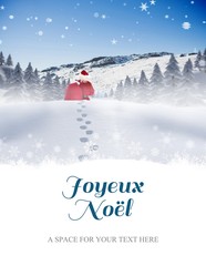 Fototapeta premium Composite image of santa delivery presents to village