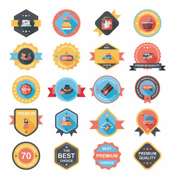 shopping badge banner flat design background set, eps10