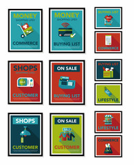 shopping poster banner flat design background set, eps10