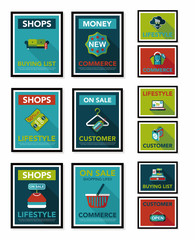 shopping poster banner flat design background set, eps10