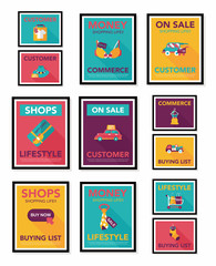 shopping poster banner flat design background set, eps10