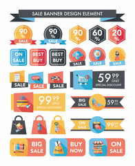 shopping sale banner flat design background set, eps10