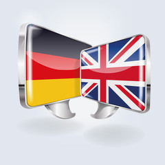 Sprechblasen mit deutsch und englisch