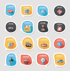 shopping speech bubble flat design background set, eps10