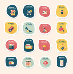 shopping speech bubble flat design background set, eps10