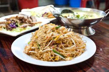 Classic pad Thai noodles served at a a local Thai restaurant