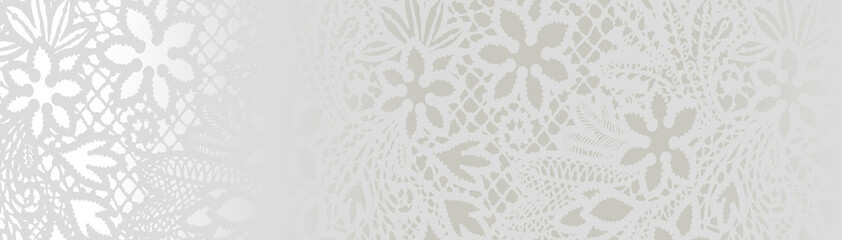 White lace with  flowers on the white background