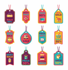 shopping tag banner flat design background set, eps10