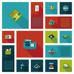 shopping ui flat design background set, eps10