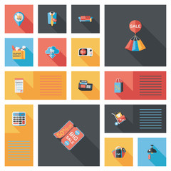 shopping ui flat design background set, eps10