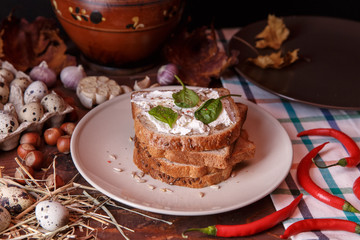 Sandwich with soft cheese