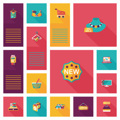 shopping ui flat design background set, eps10